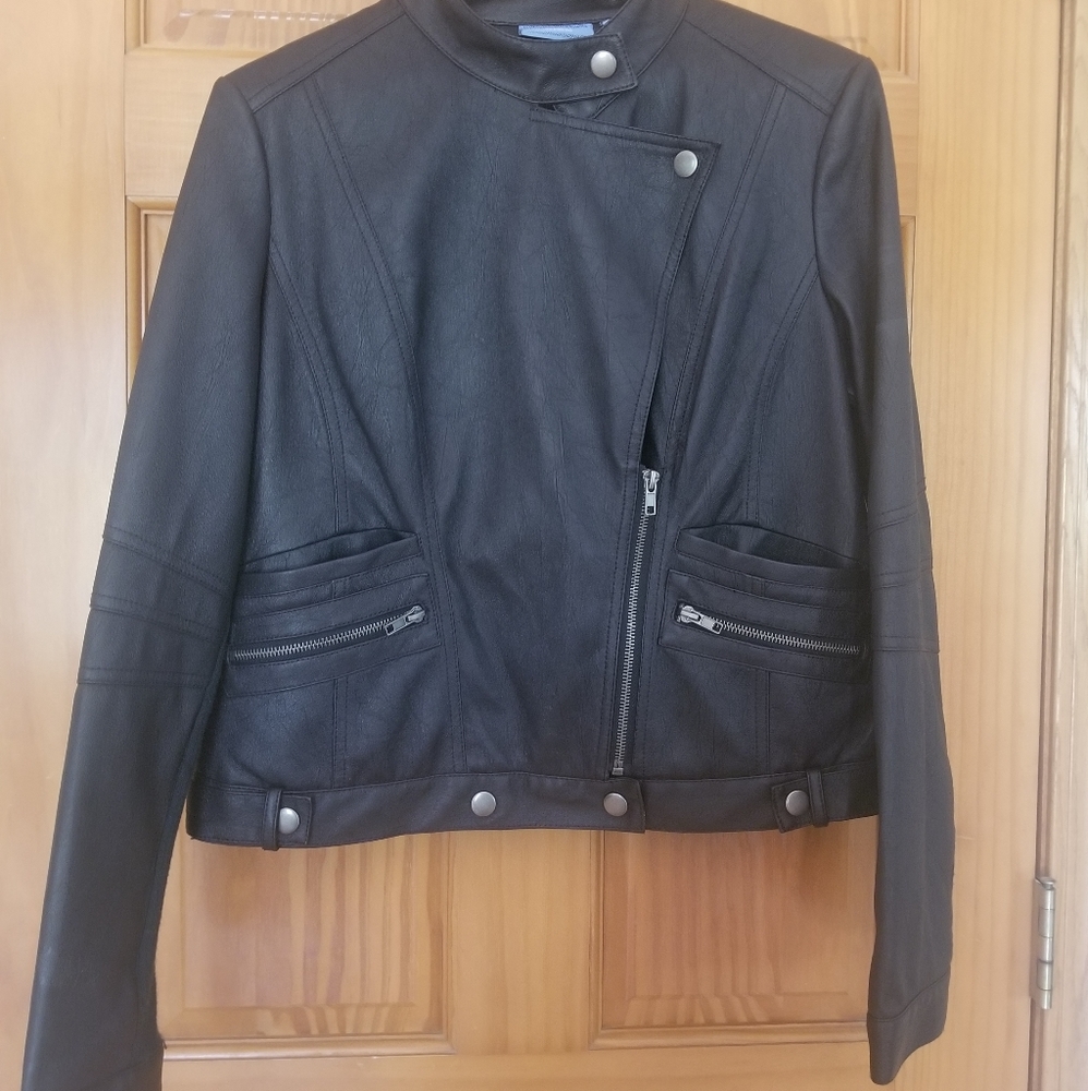Vera Wang Black Faux Leather Jacket